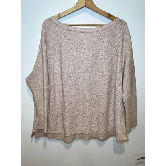 Free People Beige Knit Sweater Womens Loose Fit Pullover Size Large - Picture 5 of 10